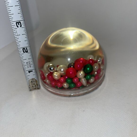 Vintage Suspended Beads Paperweight Lucite Acrylic Domed Souvenir - Picture 6 of 6